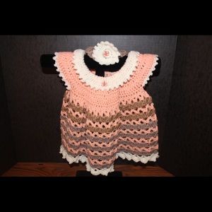 Brown & Pink Dress W Matching Headband